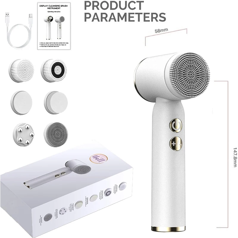 Перезаряжаемая электронная звуковая силиконовая щетка для чистки лица