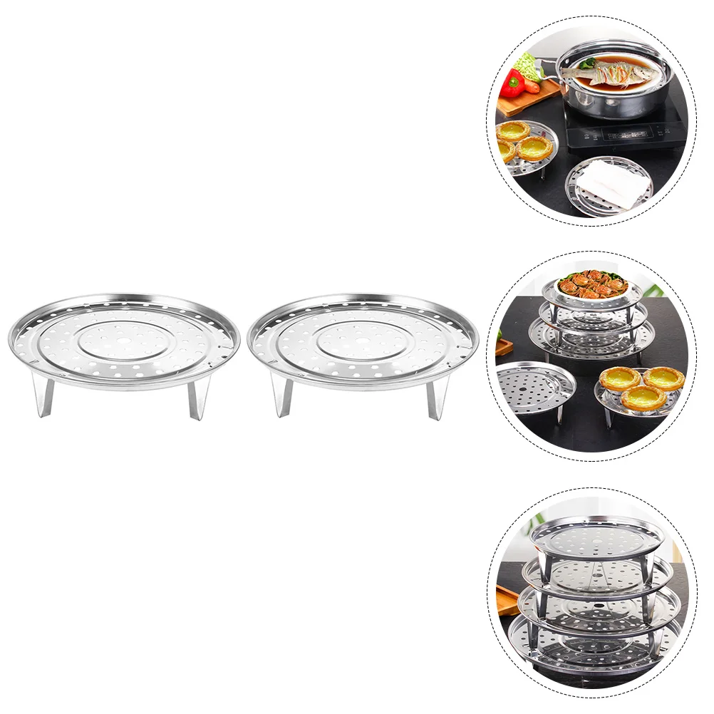 

2pcs Kitchen Stainless Steel Steaming Racks Food Steaming Racks Detachable Racks