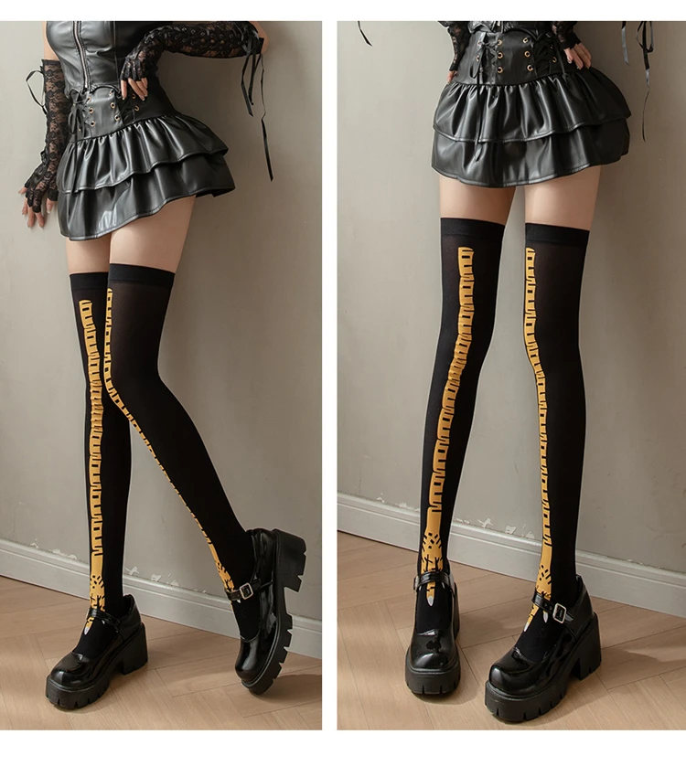 Японские бархатные чулки с принтом крови на Хэллоуин женские длинные носки Y2k для