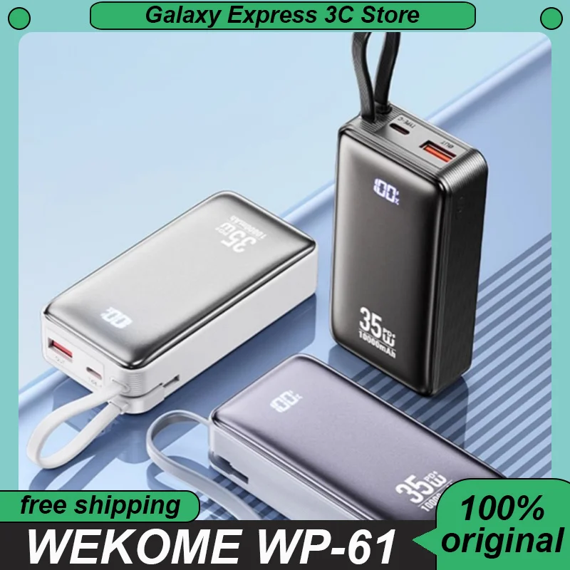 WEKOME WP-61 35 Вт Power Bank 10000 мАч Большая емкость Быстрая зарядка Портативный