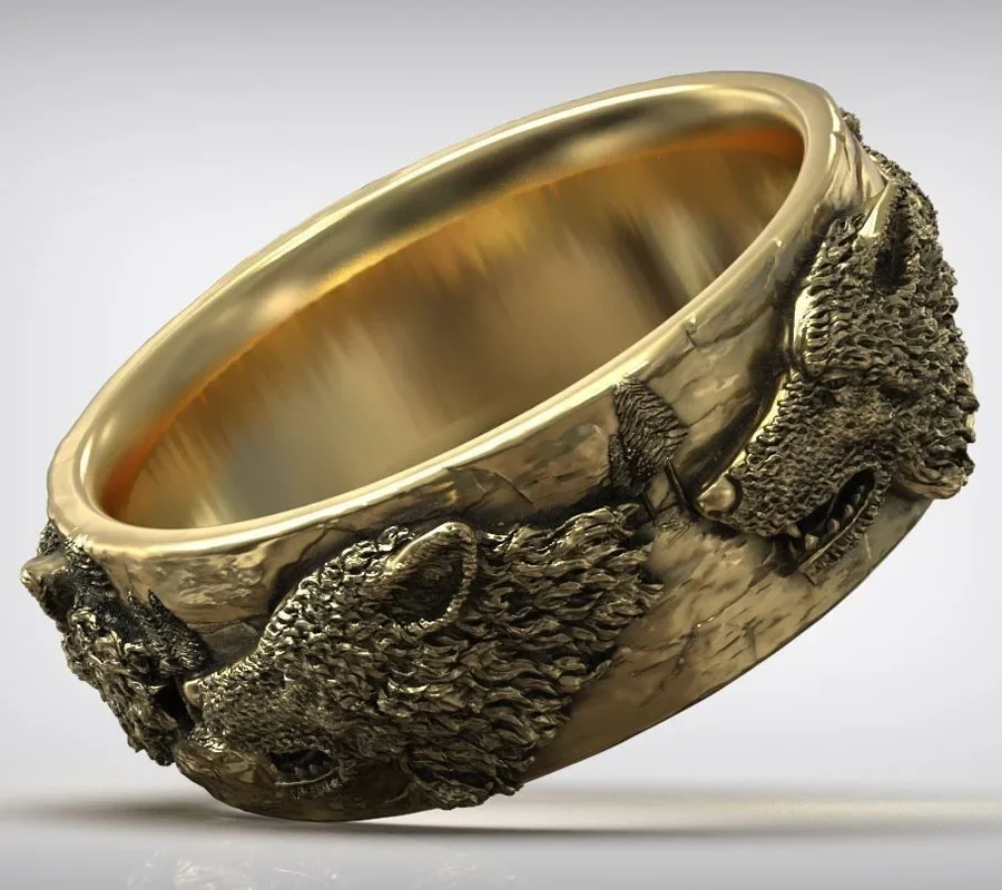 Кольцо с головой волка 9 г обручальное кольцо дикой природой винтажные ювелирные