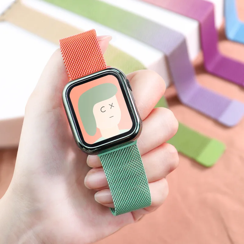 

Магнитный металлический браслет для Apple Watch 8, браслет из нержавеющей стали для Iwatch series 7 se 6 5 4 3, 45 мм 41 мм 44 мм 42 мм 40 мм 38 мм