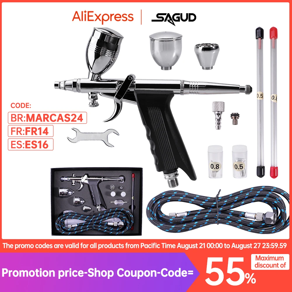 0.3/0.5/0.8mm Nozzle Accessories Double Actinon Professional Airbrush For Cars Model Spray Gun Painting Nails Art