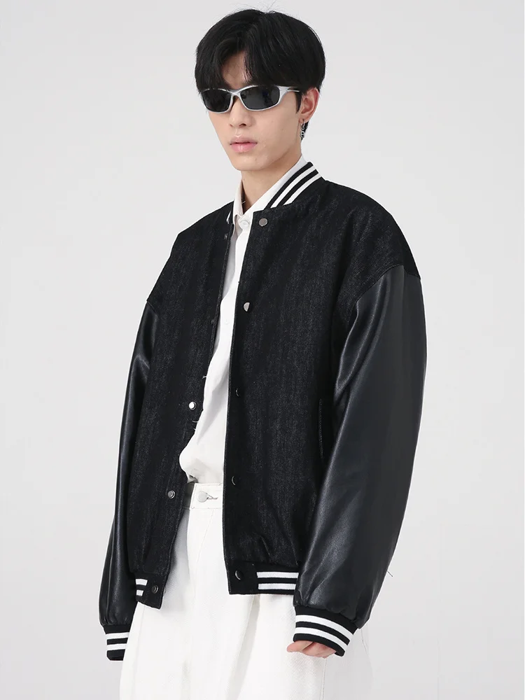 

Мужская бейсбольная куртка из ПУ кожи, с длинным рукавом