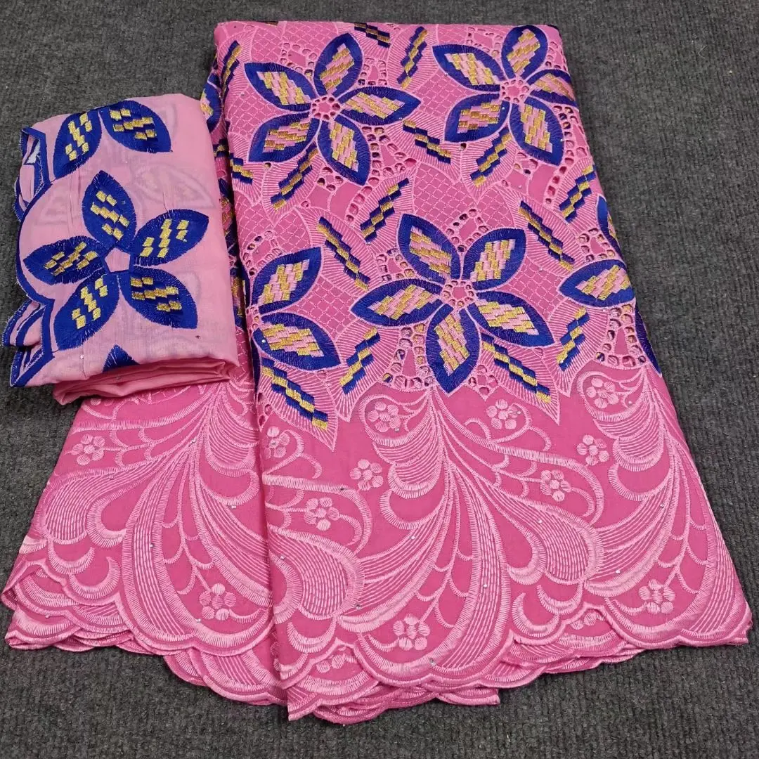 Новая африканская хлопковая ткань Дубай кружевной материал розовый и синий цвет