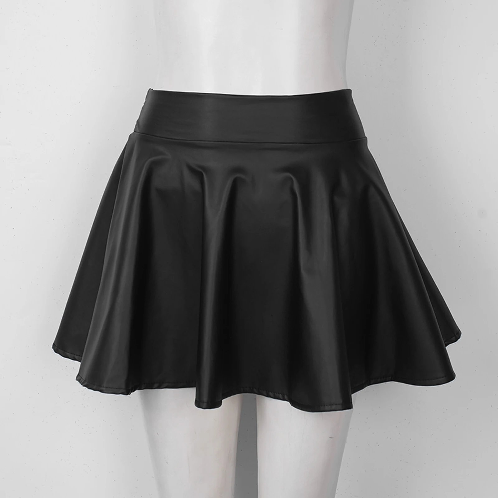 Женская Расклешенная юбка из искусственной кожи с завышенной талией