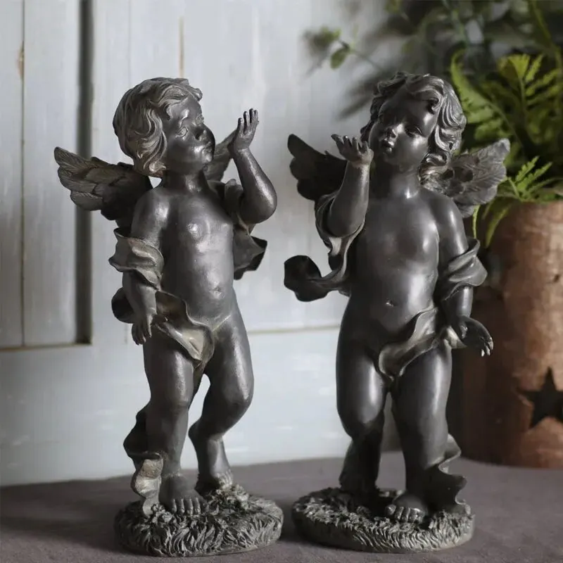 Скандинавский Ретро Винтаж Французский Смола Ангел Скульптура Украшения Двор
