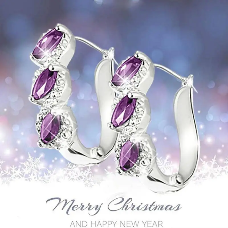 

New 2022 Luxury Fashion Round Amethyst Spiral Earrings Earrings Jewelry for Women Girl Wholesale Direct Sale