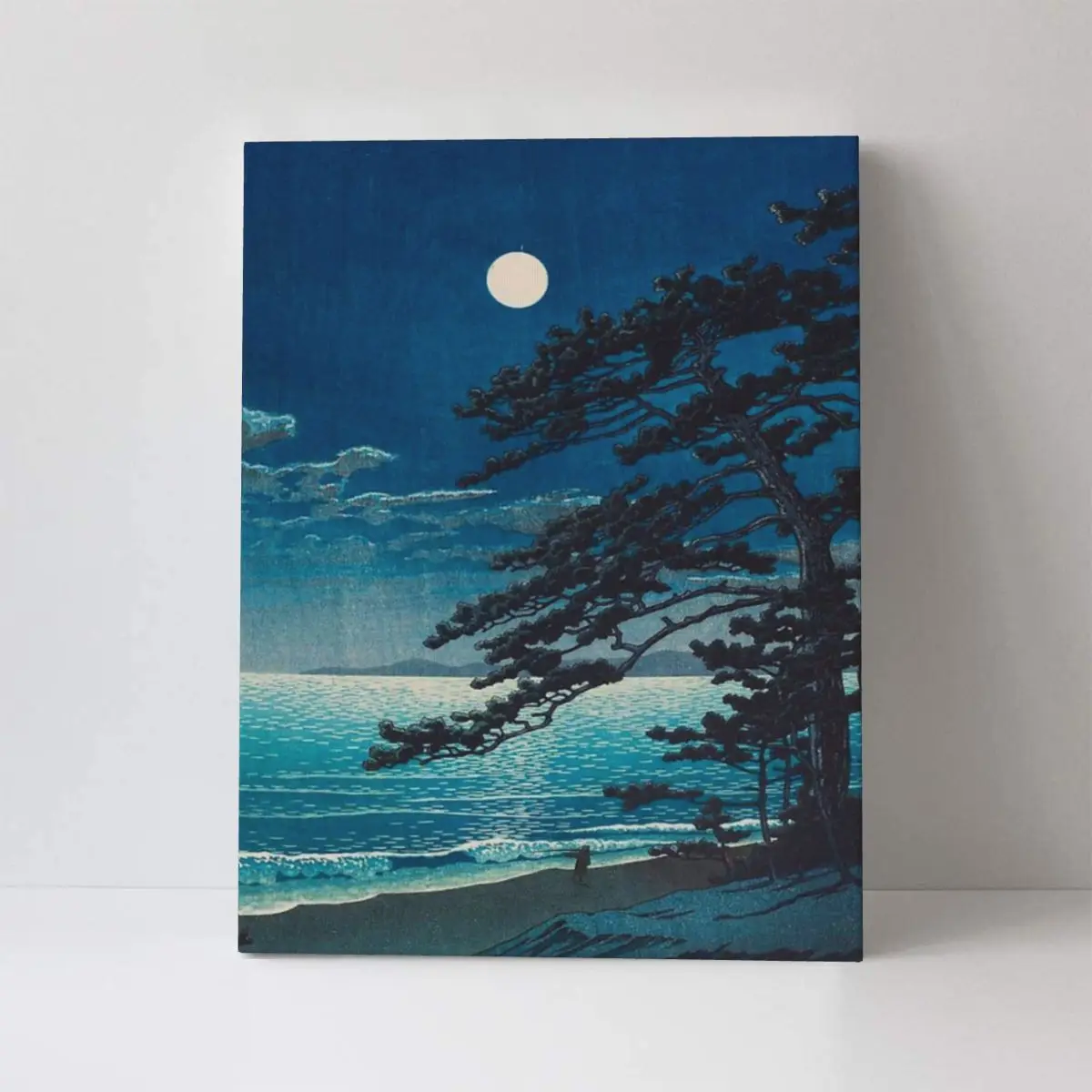 Весенняя луна в пляже ниндмии от Kawase Hasui винтажные японские холсты высокого