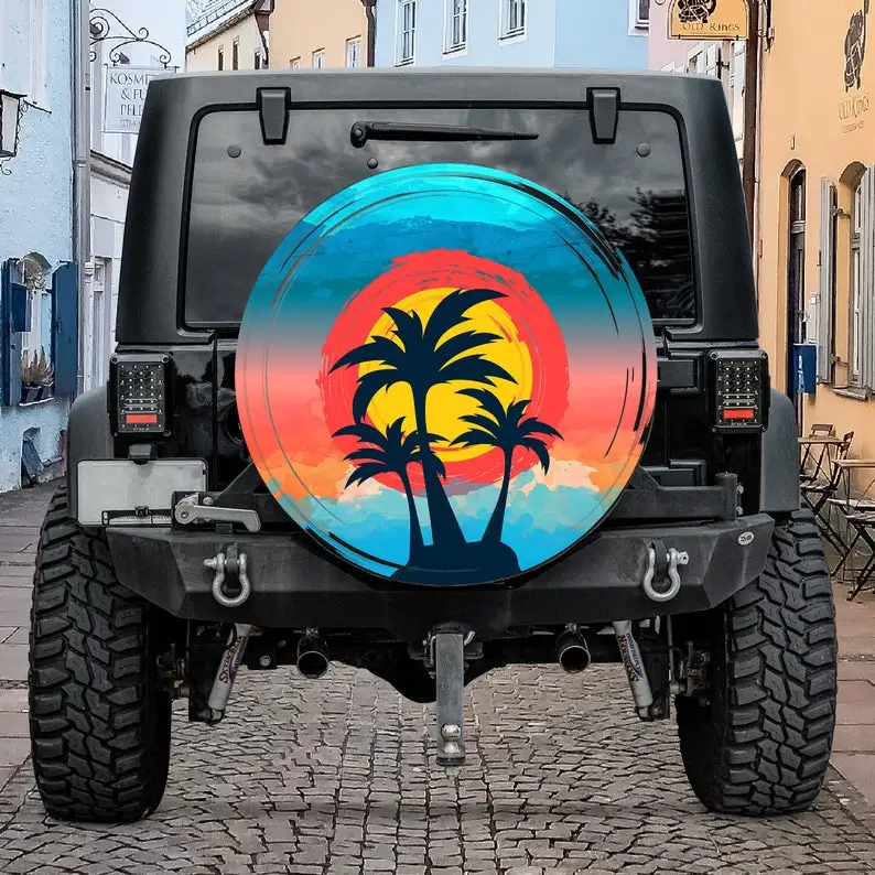 

Beach Vibes Tire Cover - Spare Tire Cover For The Tire Cover Comes With Camera Hole Option - Tire Covers For ,RV,CRV,Br