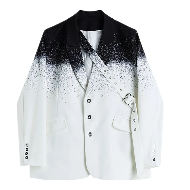

2023 Spring Autumn New Women Casual Spliced Belt Blazer Single breasted Loose Office Ladies Suit Jacket Fashion Tops Tide G1243