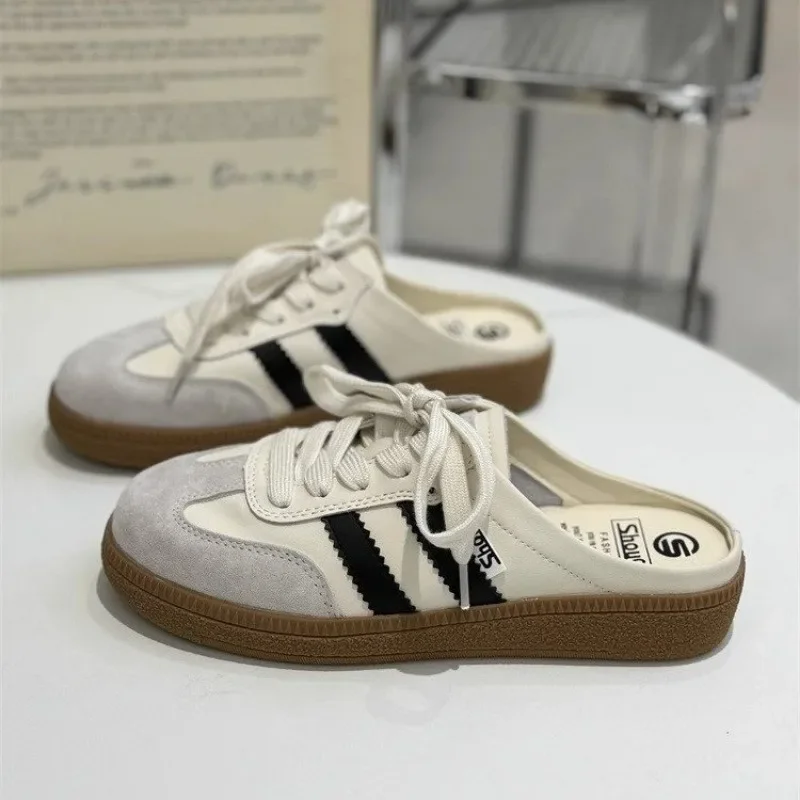 Мюли женские спортивные с круглым носком кроссовки на плоской подошве