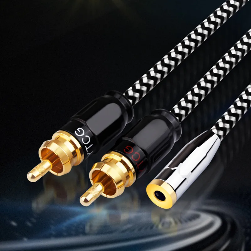 Аудиокабель RCA с разъемом 3,5 на 2, кабель RCA с разъемом 3,5 мм мама на 2 RCA стандартный шнур Aux для усилителей ТВ, ПК, DVD, VCD, провод для динамика