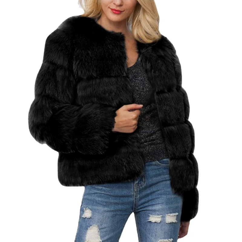 Women's Fashion Coat Casual Women's Imitation Fur Coat Winter Warm Coat