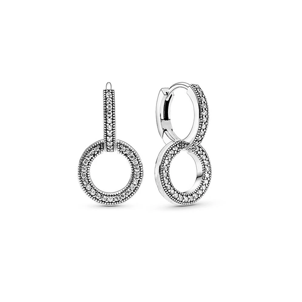 Круглые серьги-кольца из серебра 925 пробы со сверкающими бриллиантами, модный подарок