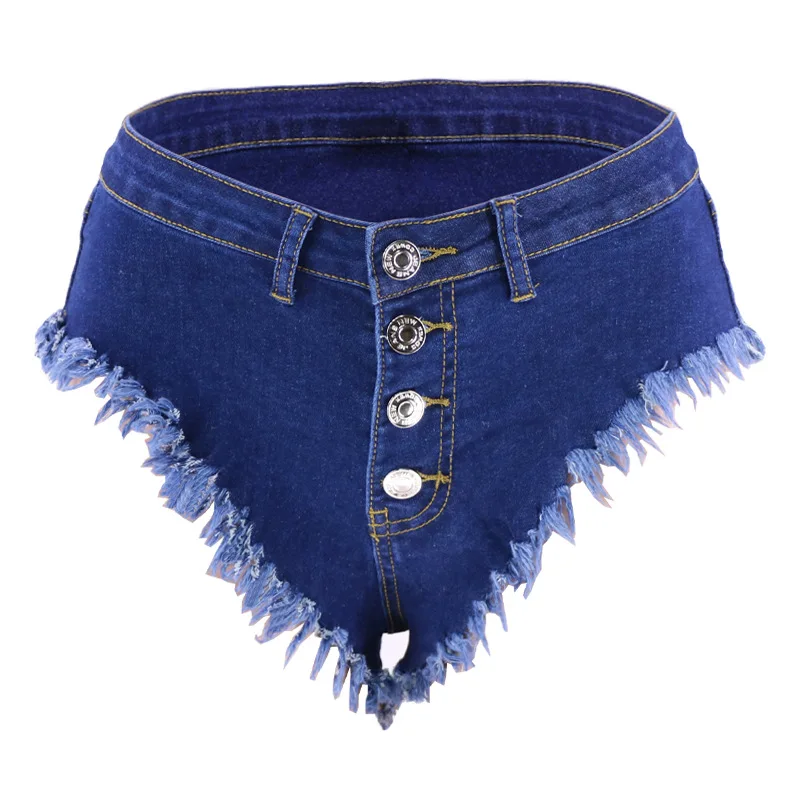 

Summer New High Waist Tassel Triangle Jeans Denim Shorts For Women Skinny Thong Short Jeans Feminino