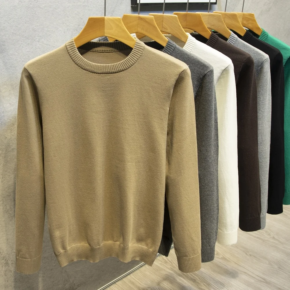 

Crewneck Sweater Men Solid Color Knitted Sweaters Men Casusl Pullover Long Sleeve Sweatshirt Warm Tops Korean Fashion SlimK35