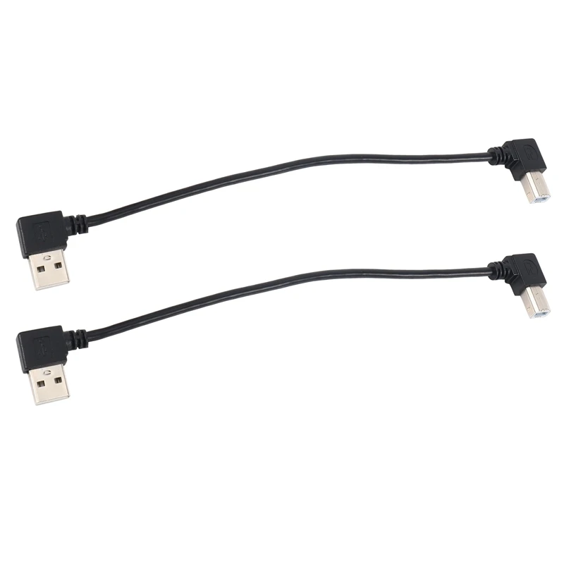 

2X Left Angled USB 2.0 A Male to Left Angled B Male 90 Degree Printer Scanner Cable 20cm