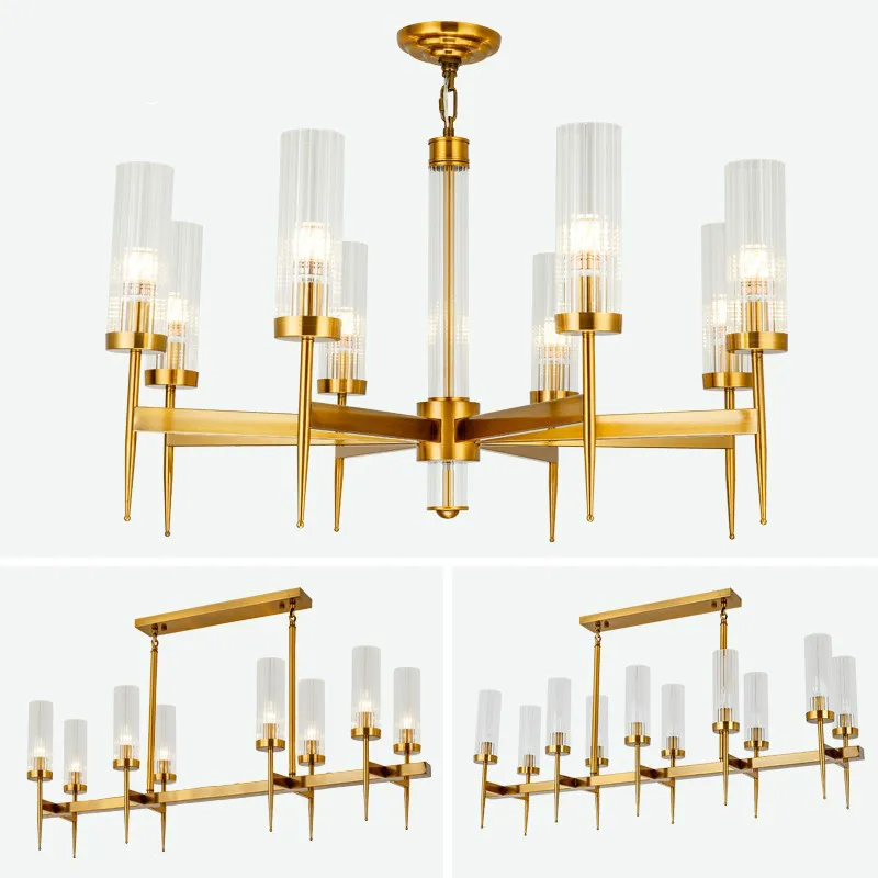Американские современные светодиодные подвесные светильники для гостиной Lustre Gold Metal Glass Shades Lamp Chain Hanging Lighting Fixtures On.