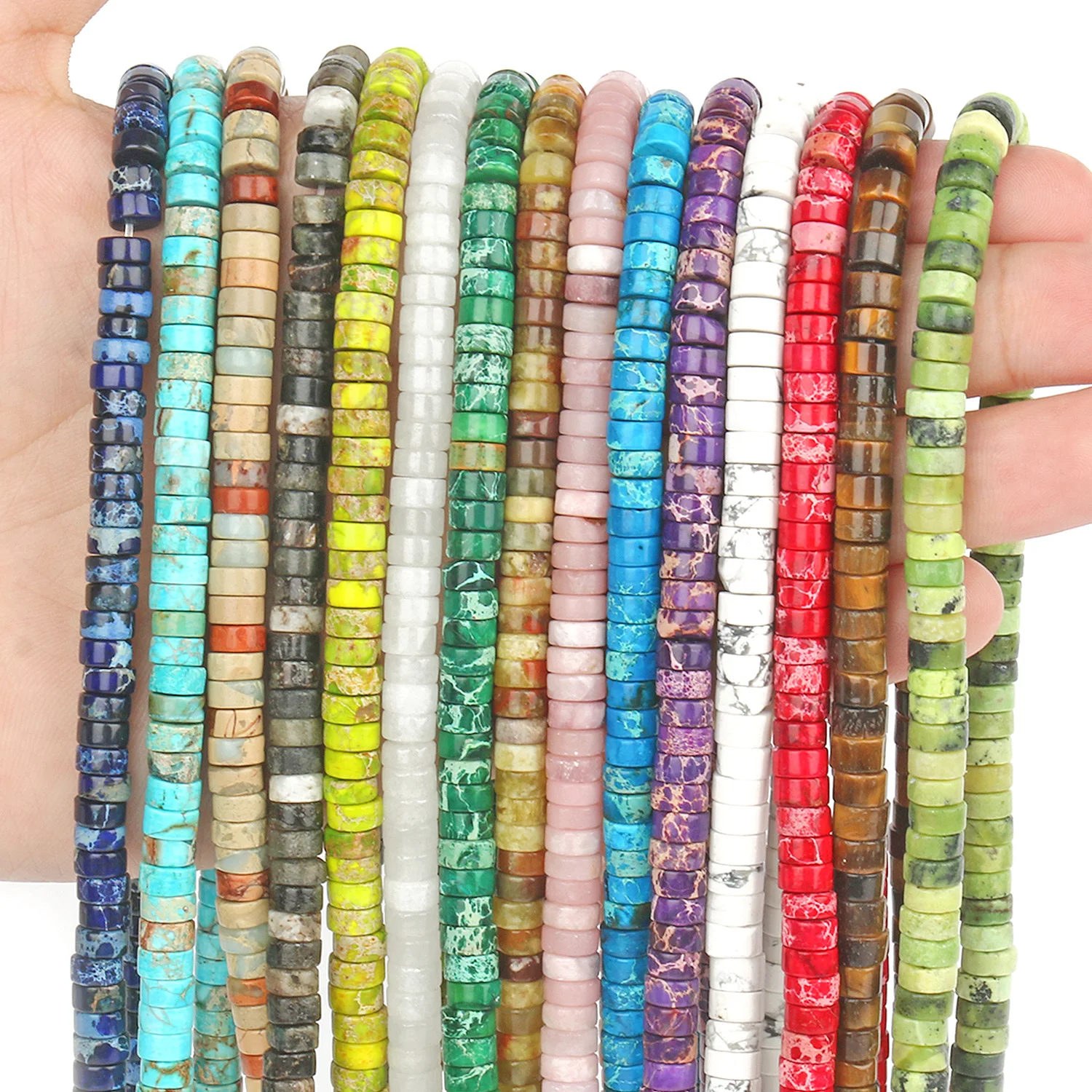 6x3mm Flat Round Disc Gasket Beads Natural Turquoise Shoushan Jasper Loose Beads For Jewelry Making Bracelet Jewelry Making