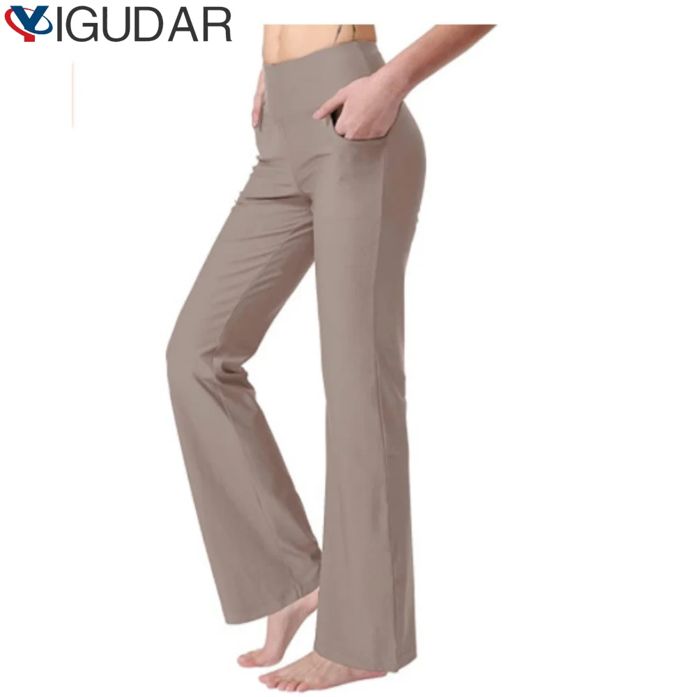 Women Flare Pants for Women with Pockets High Waist Workout Leggings Ladies Fitness Pants Trousers Autumn Winter korean fashion