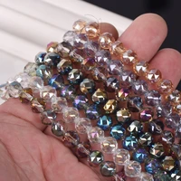20pcs30pcs plated 6mm 8mm rondelle faceted crystal glass loose spacer beads for jewelry making