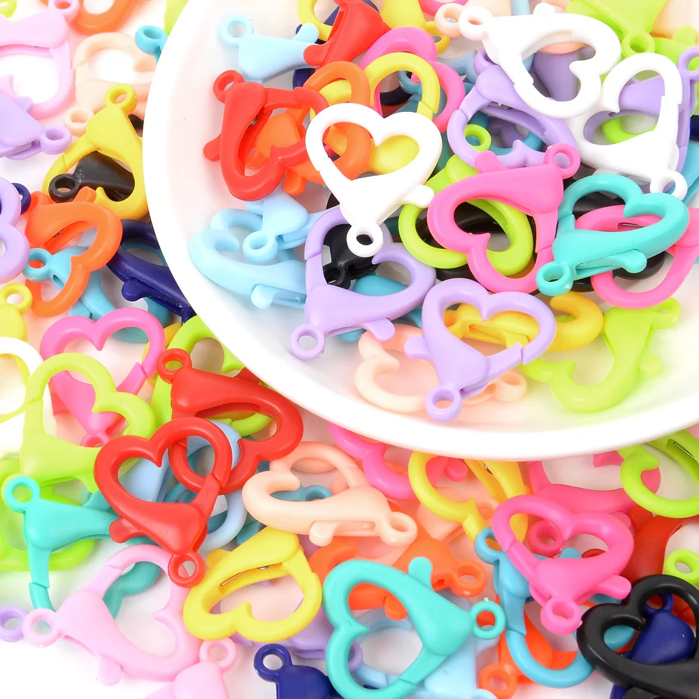 

Heart shaped plastic lobster clasp Fashion Jewelry Findings,Eco-friendly colorful Hooks for Making Necklace&Bracelet Chain DIY