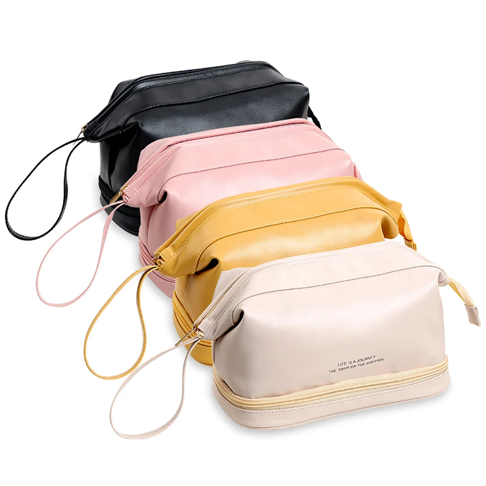 Large-capacity Makeup Bag PU Leather Portable Travel Wash Cosmetic Bag Toiletries Organizer Female Storage Handheld Box 2023 New