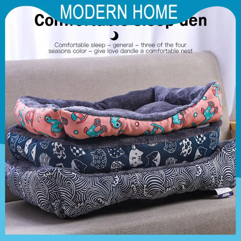 

Arctic Velvet Canvas Small Large Dog Sleep Pad Warm Pet Accessories Winter Warm Pet Nest Cartoon Pet Mat Kennel Full And Elastic