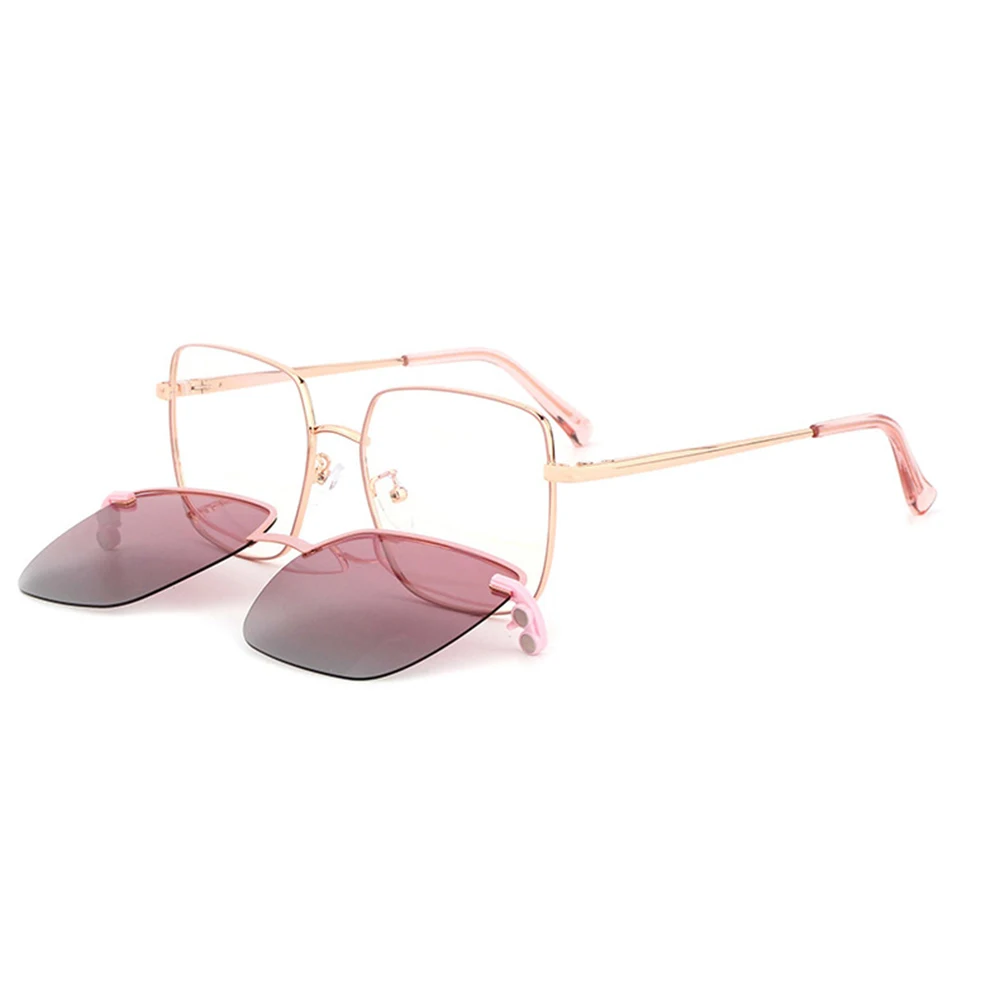 

Polarized Clip N Eyeframe Alloy Oversized Square Optical Frame Custom Photochromic Myopia Reading Glasses Prescription Lens