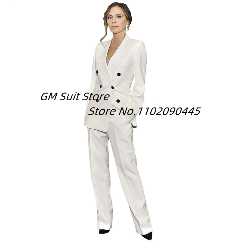 Women's 2 Piece Outfit Double Breasted Dress Suit Slim Fit Bridal Wedding Blazer and Pants