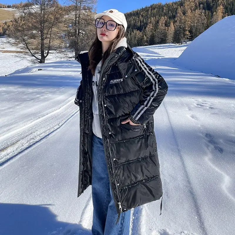 

Glossy Winter Down Jacket Women Length New Loose Thick Warm Coat Female Clothes 2022 Winter Women Outerwear
