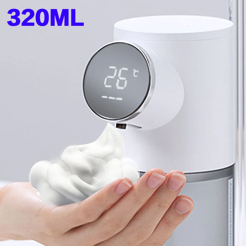 

320/350 ML Touchless Automatic Liquid Soap Dispenser Bathroom Sensor Foam Machine with Temperature LCD Display USB Rechargeable