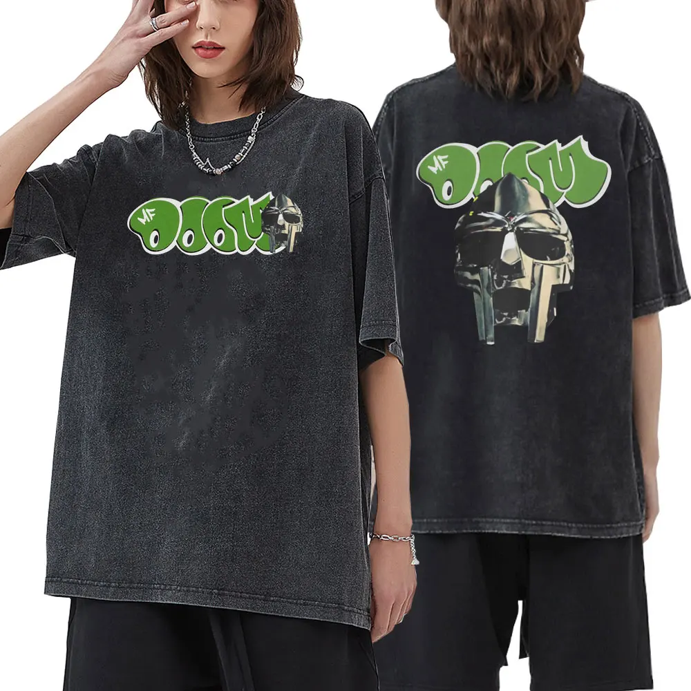 

Rapper Mf Doom Madlib Madvillain Tshirt Men Hip Hop Wash Vintage Round Neck Tees Unisex Oversized T Shirts Harajuku Streetwear