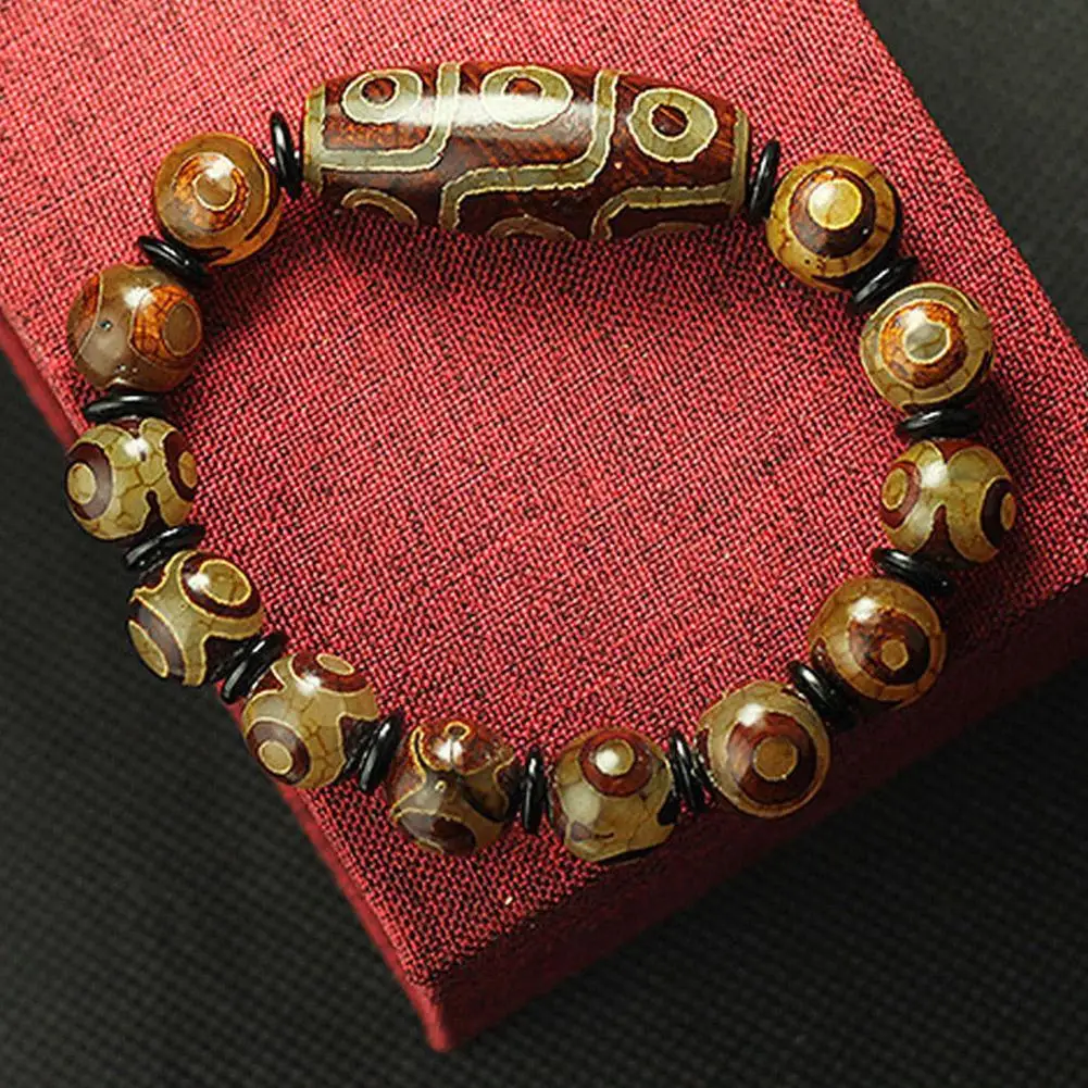 

Tibetan Natural Agate Dzi Beads Fengshui Protective Natural Tibetan 9 Eye Dzi Bead Bracelet For Men And Women Couples K1S0