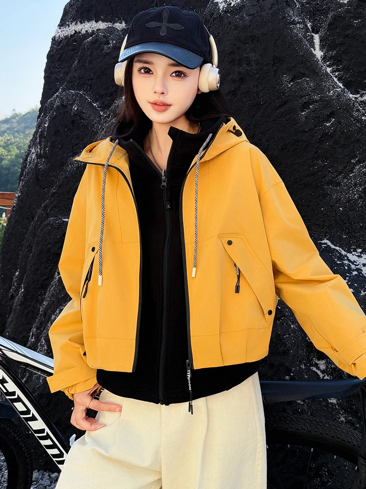 Женская короткая зимняя куртка 2024 новинка три в одном со съемным утолщенным