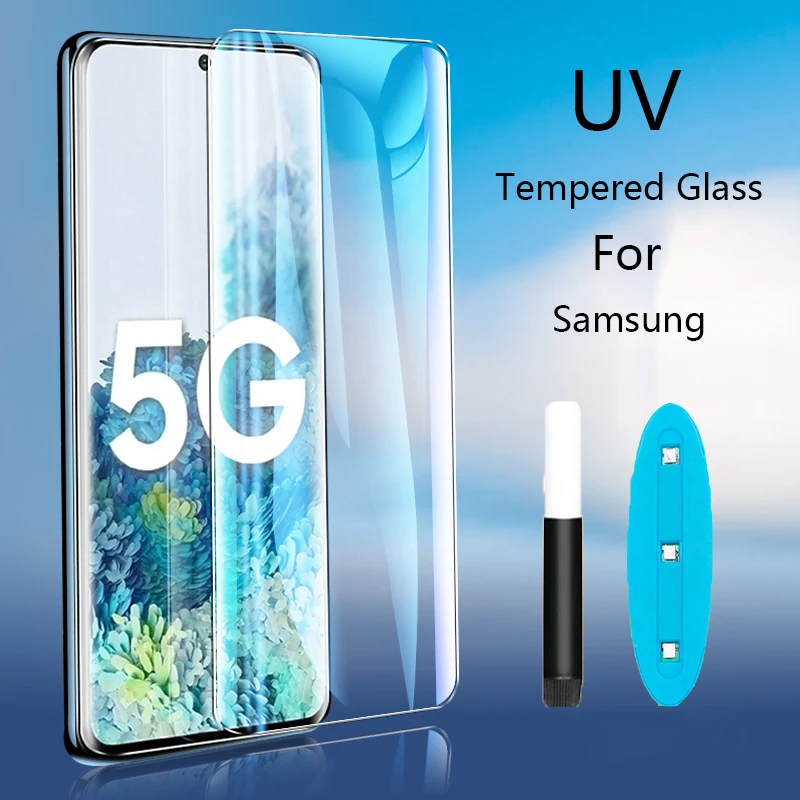 Закаленное стекло с жидким УФ-покрытием для Samsung Galaxy S20 S10 S8 S9 Plus S10E Ultra Note 10 8 9