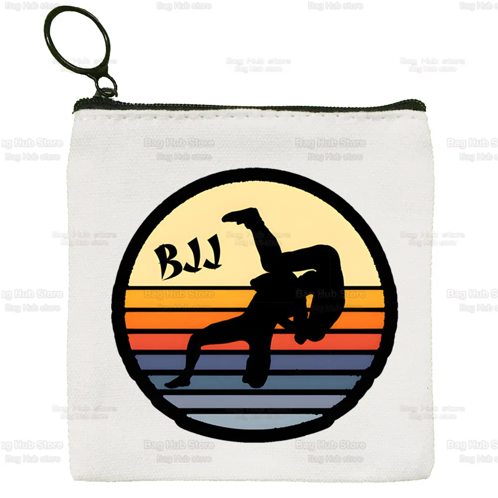 Jiu Jitsu Rashguard Murder Yoga Cute Mini Coin Purse Canvas Student Wallet Coin Case Zipper Hand Female Key Case