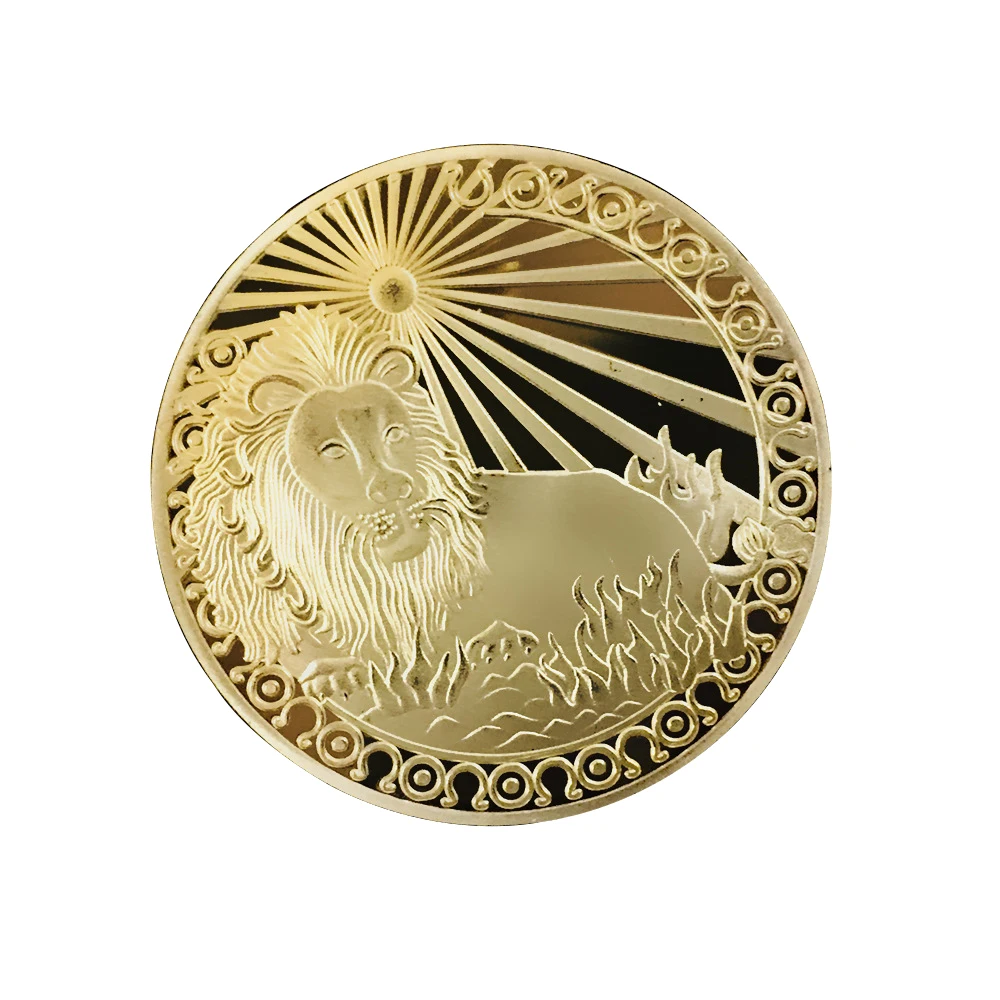 

Lucky Leo Gold Coin Twelve Constellation for Good Luck Collection Home Decoration Commemorative Coins Metal Crafts Gift