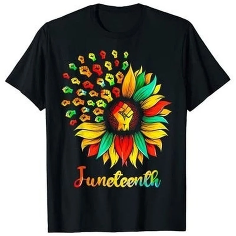 

Juneteenth Sunflower Print Women T Shirt Short Sleeve O Neck Loose Women Tshirt Ladies Tee Shirt Tops Clothes Camisetas Mujer