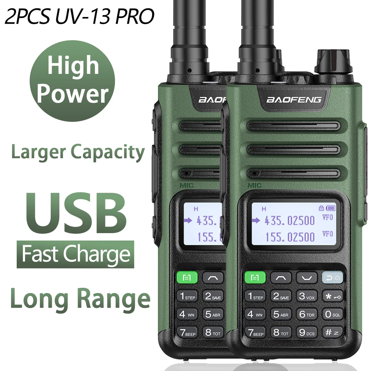 Портативная рация Baofeng UV-13 PRO 2 шт. высокая мощность 999 каналов двухдиапазонный UHF VHF