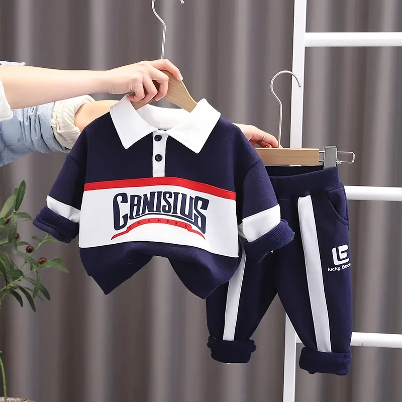 Baby Boys Sweater Set New Fashionable Children's Top and Pants Two Piece Set Spring and Autumn Fashion Sportswear Set