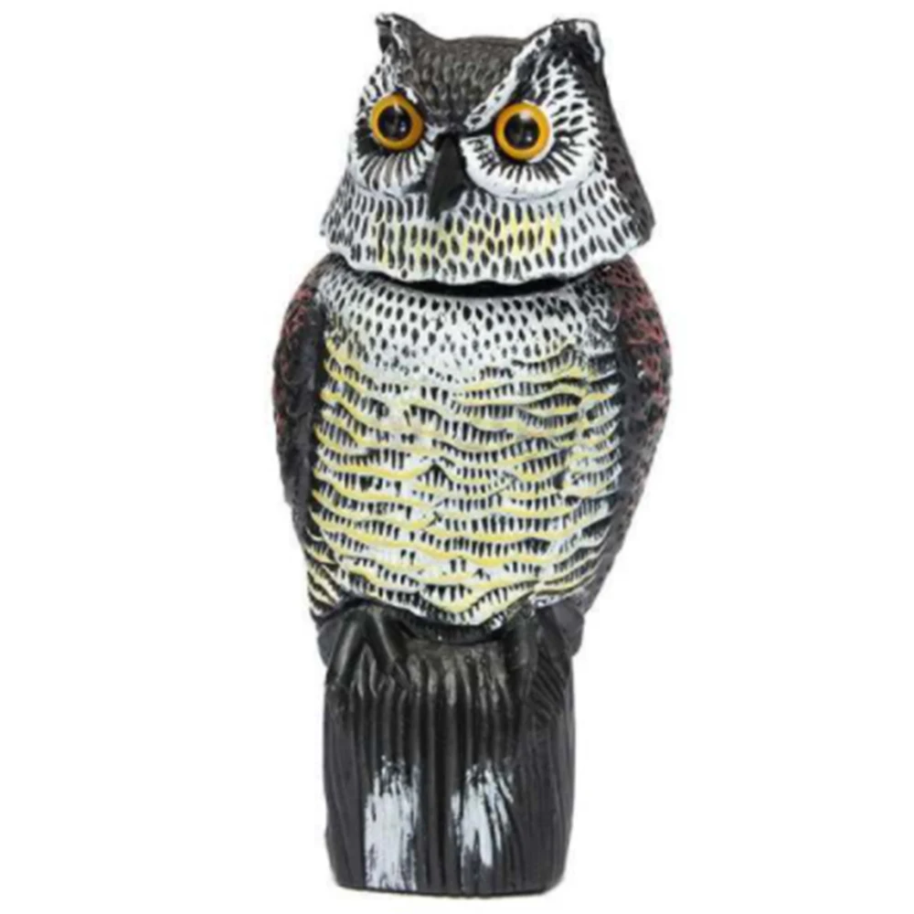 

Plastic Owl Scarecrow Sculpture with Rotating Head for Garden Outdoor