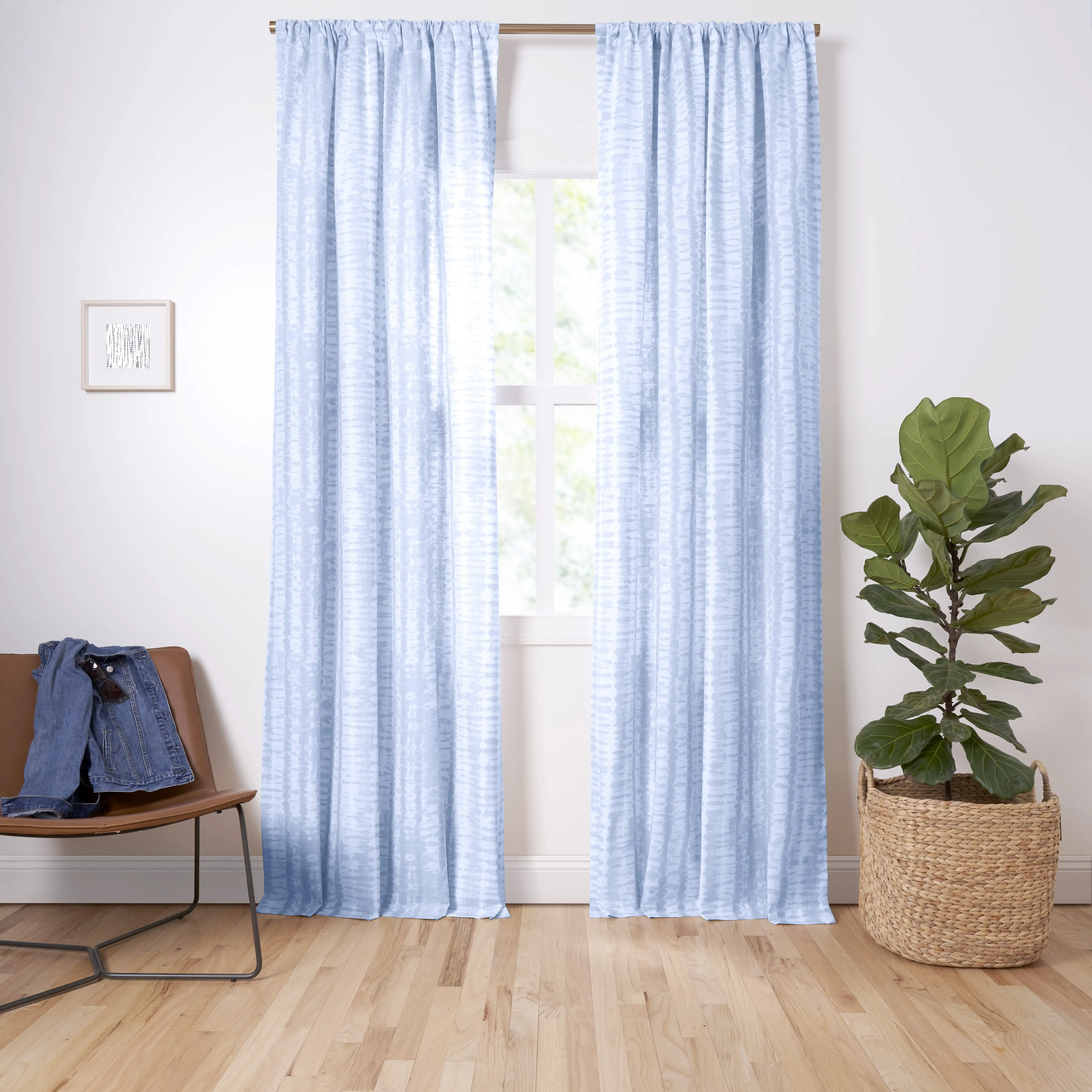 

Shibori Stripe Organic Cotton Window Curtain Pair, Blue, 48"x108"