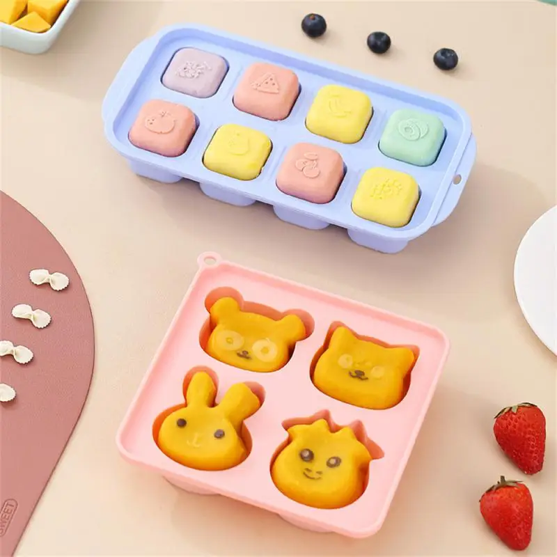 Hand-made Beige/pink/purple Ice Trays Sealed Silicone Ice Bar Mold Kitchen Tools Accessories Ice Box Diy Baking Mold With Cover