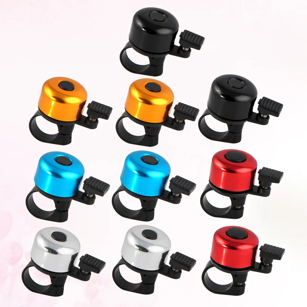 

10pcs Miniature Bicycle Bell For Kids Loud Bell Prcatical Melodious Road Bike Thumb Bell Accessory (Black Red Blue Golden and