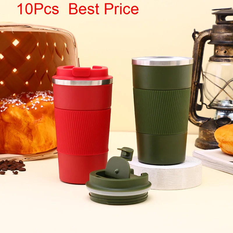 

10Pcs/lot 380ml/510ml Double Stainless Steel Coffee Thermos Mug With Non-slip Case Car Vacuum Flask Travel Insulated Bottle