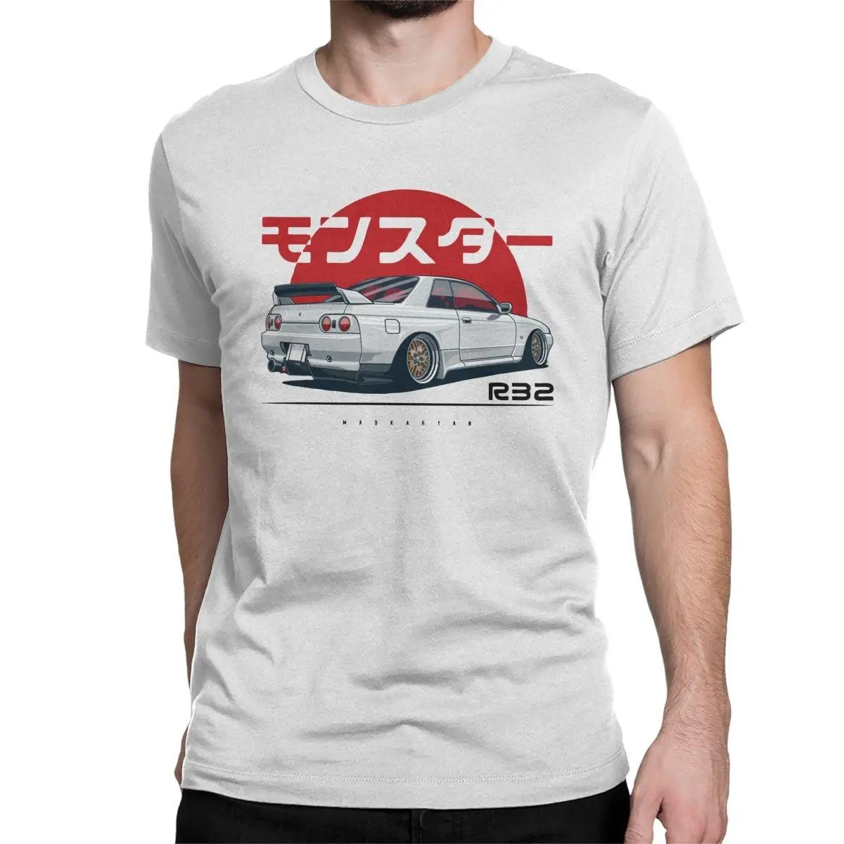 

Monster Skyline R32 GTR Jdm T-Shirts Men Japanese Car Drift Funny Pure Cotton Tees Round Collar Sleeve T Shirts Plus Size Tops
