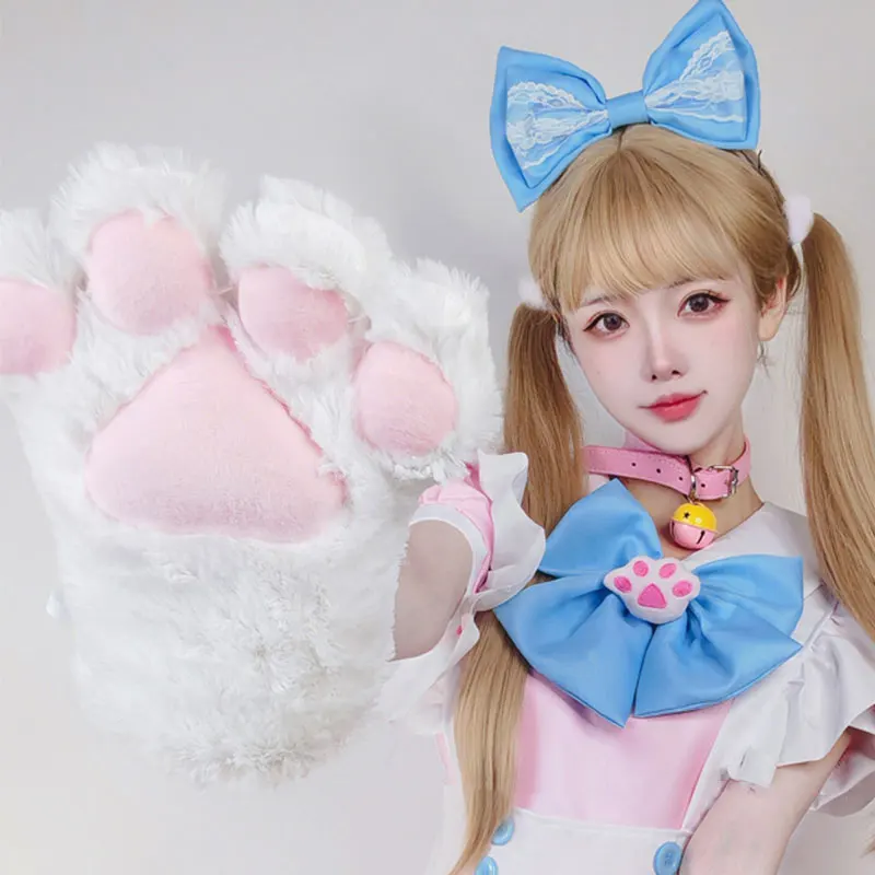 

1 Pair Cat Gloves Warm Furry Paws Women Cute Claw Pads Anime Accessories Cosplay Lolita Mittens Role Play Maid Halloween Costume