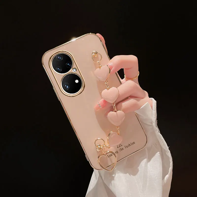 New Luxury Bracelet Cover For Huawei P50 Pro Case For Huawei P50 Silicone Case for Huawei P 50 p30 p20 p40 Lite P50 Pro Case